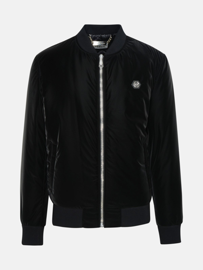 Shop Philipp Plein Black Polyester Bomber Jacket