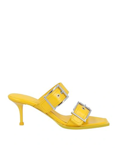 Shop Alexander Mcqueen Woman Sandals Yellow Size 6.5 Soft Leather