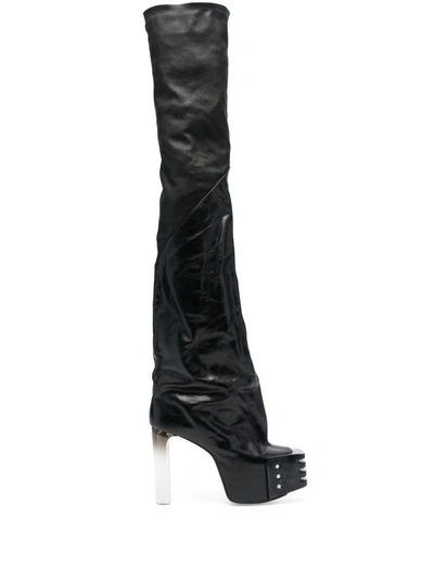 Shop Rick Owens Platform Leather Boots In Black
