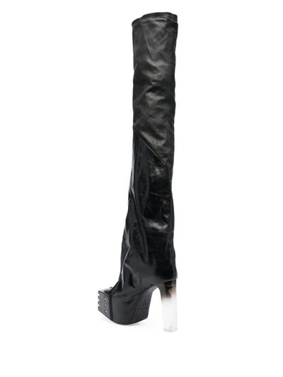 Shop Rick Owens Platform Leather Boots In Black