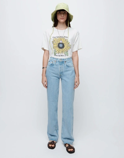 Shop Re/done 90s Easy "sunflower" Tee In Vintage White