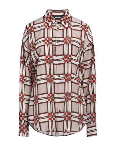 Shop Dsquared2 Woman Shirt Brown Size 8 Polyester