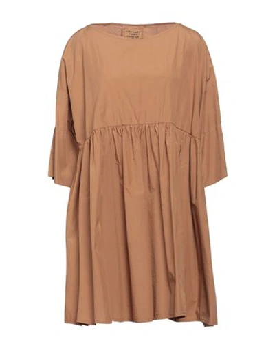 Shop Alessia Santi Woman Mini Dress Camel Size 4 Cotton In Beige