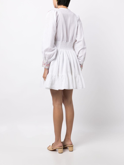 Shop Bytimo Floral-embroidered Fluted Minidress In White