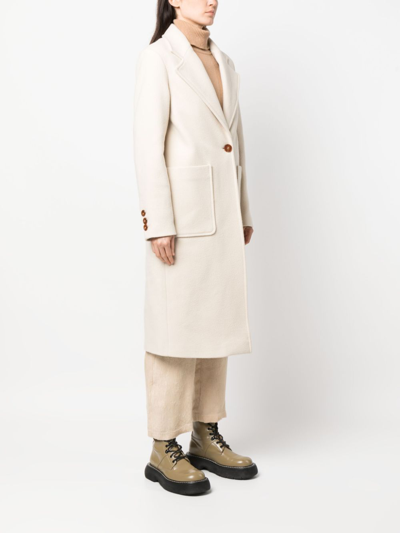 Shop Alysi Notched-lapels Single-breasted Coat In Neutrals