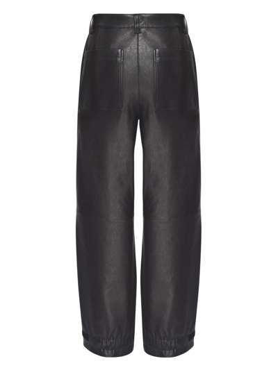 Shop Rta Wide-leg Leather Cargo Trousers In Black