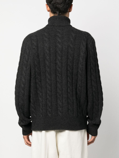 Shop Polo Ralph Lauren Cable-knit Roll-neck Jumper In Grey
