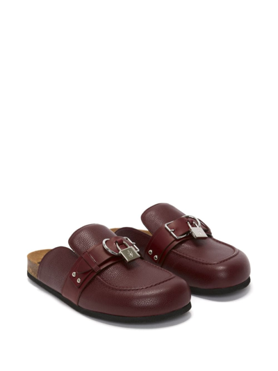 Shop Jw Anderson Padlock-detail Leather Mules In Red