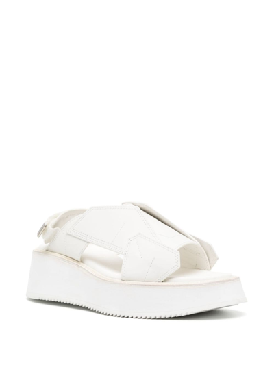 Shop Julius Edge Cut-out Leather Sandals In White