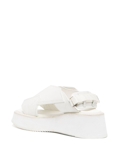 Shop Julius Edge Cut-out Leather Sandals In White