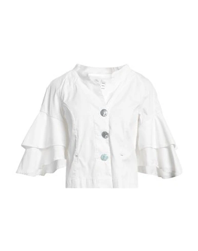 Shop Elisa Cavaletti By Daniela Dallavalle Woman Blazer White Size 10 Cotton, Elastane