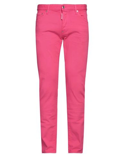 Shop Dsquared2 Man Jeans Fuchsia Size 32 Cotton, Elastane In Pink
