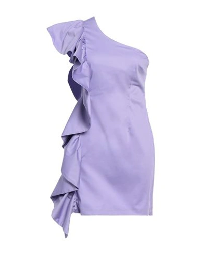 Shop Soallure Woman Mini Dress Light Purple Size 4 Cotton, Elastane
