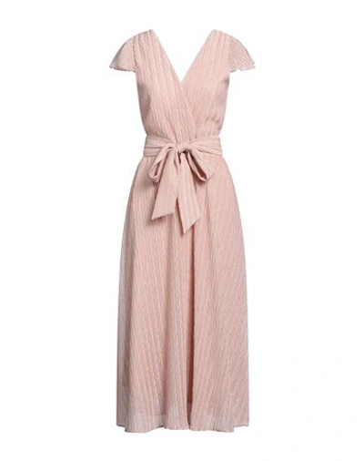 Access Fashion Woman Midi Dress Antique Rose Size M Polyester, Metallic Fiber In Pink