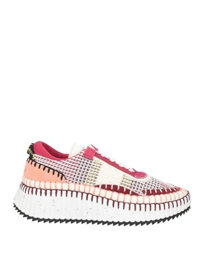 Shop Chloé Woman Sneakers Garnet Size 7 Textile Fibers, Soft Leather In Red