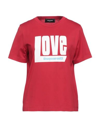 Dsquared2 Woman T-shirt Red Size S Cotton In Red