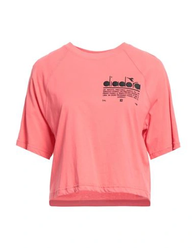 Shop Diadora L. T-shirt Ss Manifesto Woman T-shirt Coral Size S Cotton In Red