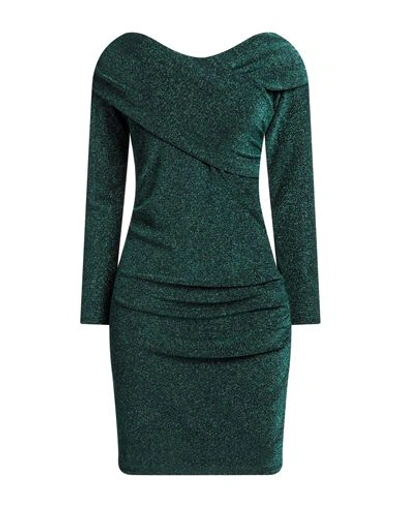 Shop Kaos Woman Mini Dress Green Size 6 Polyamide, Metallic Fiber, Elastane