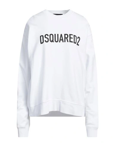 Shop Dsquared2 Woman Sweatshirt White Size L Cotton, Elastane