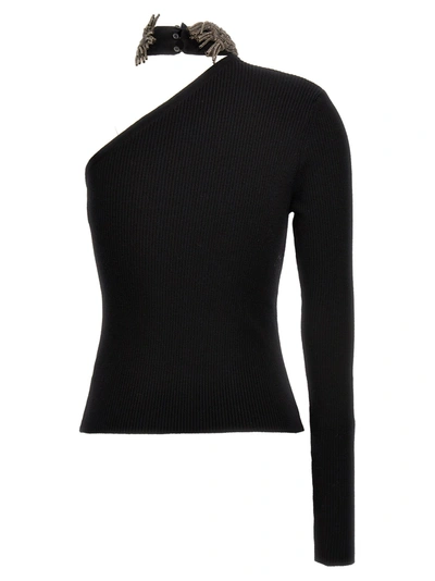 Shop Giuseppe Di Morabito Jewel One-shoulder Sweater Sweater, Cardigans Black