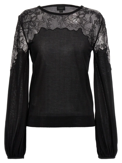 Shop Giambattista Valli Lace Insert Blouse Sweater, Cardigans Black