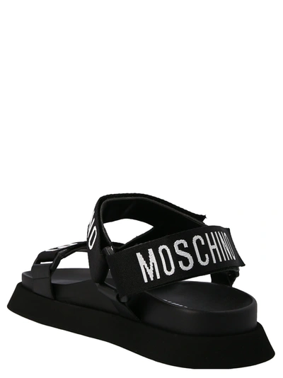 Shop Moschino Logo Band Sandals Black