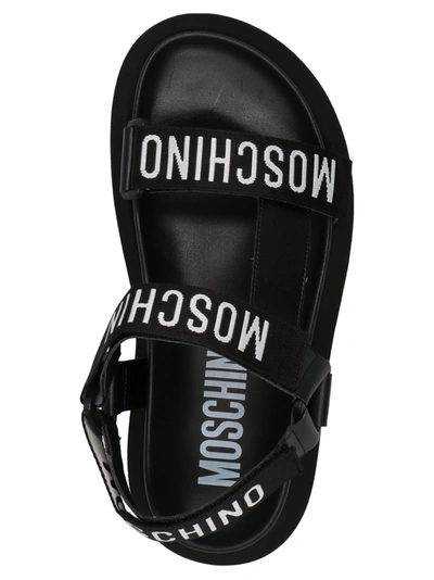 Shop Moschino Logo Band Sandals Black