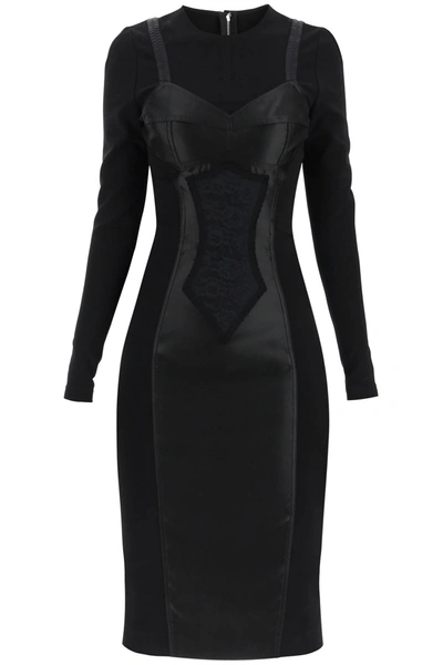 Shop Dolce & Gabbana Midi Trompe L'oeil Lingerie Dress