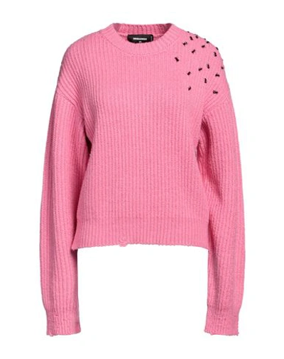 Shop Dsquared2 Woman Sweater Fuchsia Size Xs Cotton, Polyamide In Pink