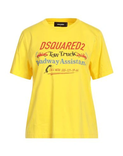 Shop Dsquared2 Woman T-shirt Yellow Size S Cotton