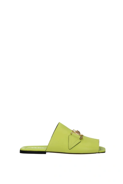 Shop Versace Slippers And Clogs Leather Green Cedar