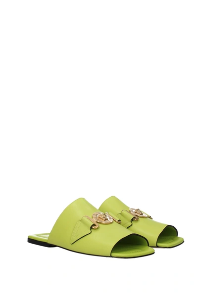 Shop Versace Slippers And Clogs Leather Green Cedar