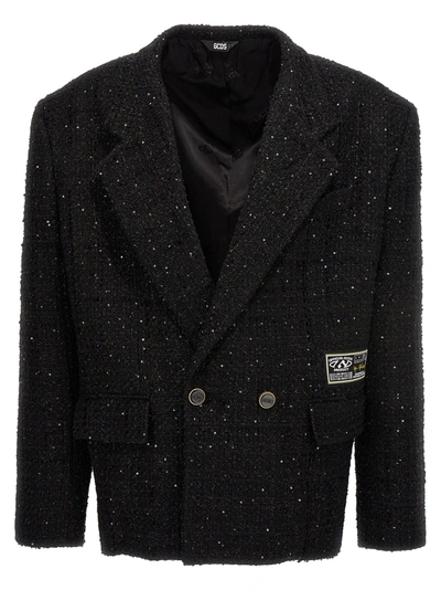 Shop Gcds Tweed Blazer Jackets Black