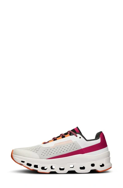 On Cloudmster Running Shoe In Undyed White/ Aurora