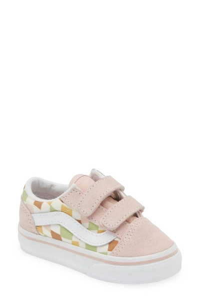 Shop Vans Kids' Old Skool V Sneaker In Pastel Block Multi/ True White