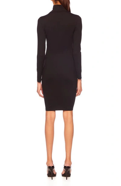 Shop Susana Monaco Twist Cutout Mock Neck Long Sleeve Dress In Black
