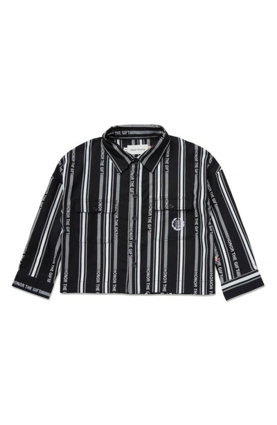 Shop Honor The Gift Kids' Stripe Button-up Uniform Shirt In Black