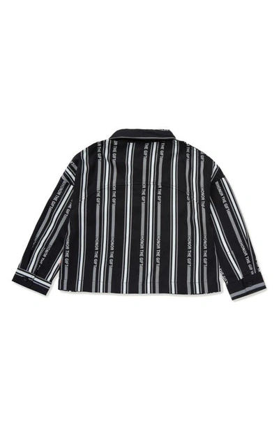 Shop Honor The Gift Kids' Stripe Button-up Uniform Shirt In Black