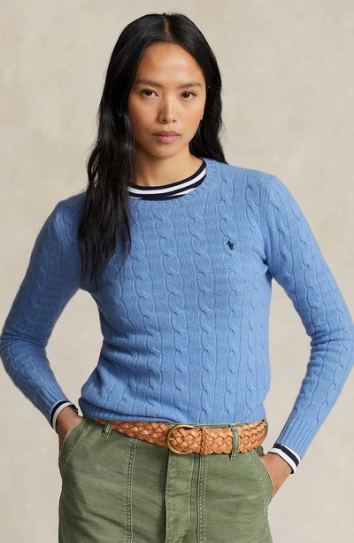 Shop Polo Ralph Lauren Julianna Wool & Cashmere Cable Stitch Sweater In New Litchfield Blue