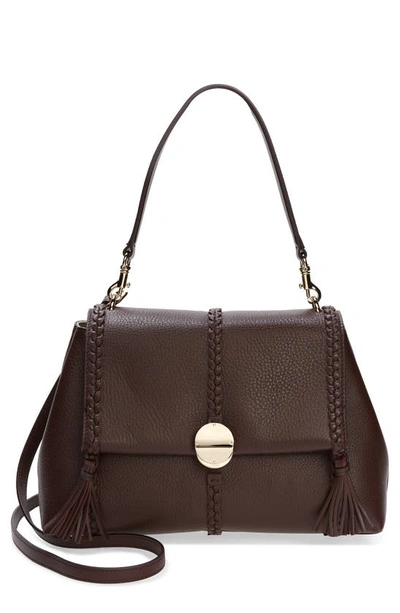 Shop Chloé Medium Penelope Leather Bag In Deep Violine 55p