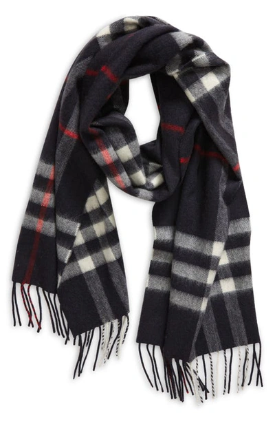 Shop Burberry Giant Check Cashmere Scarf In Navy