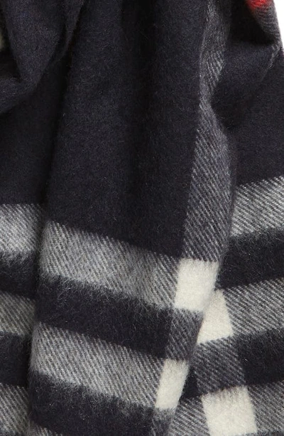 Burberry Giant Check Cashmere Scarf In Navy