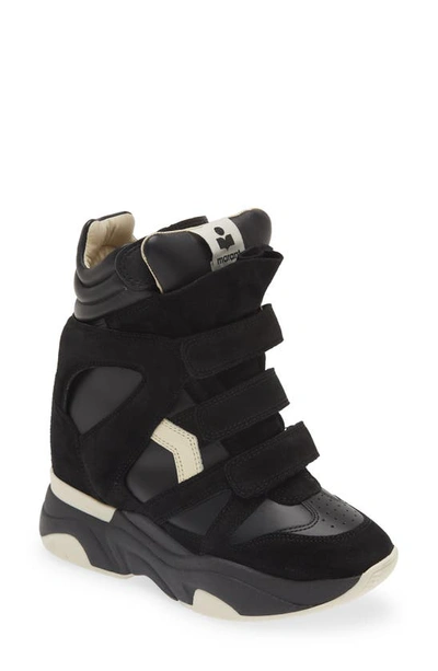 Shop Isabel Marant Balskee Hidden Wedge High Top Sneaker In Black/ White