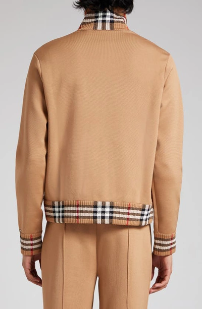 Shop Burberry Check Trim Track Jacket In Camel