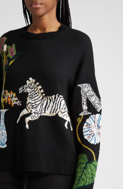 Shop Monse Alpaca & Merino Wool Blend Jacquard Sweater In Black