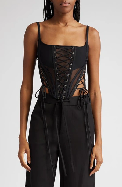 Shop Monse Laced Bustier Top In Black
