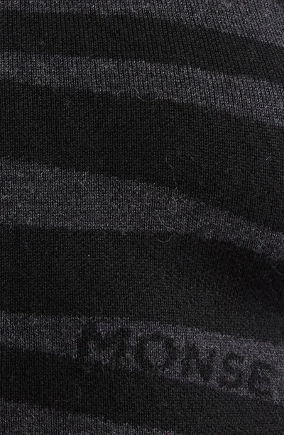 Shop Monse Zebra Stripe Merino Wool Blend Sweater In Charcoal/ Black