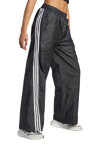 Shop Adidas Originals 3-stripes Wide Leg Track Pants In Black