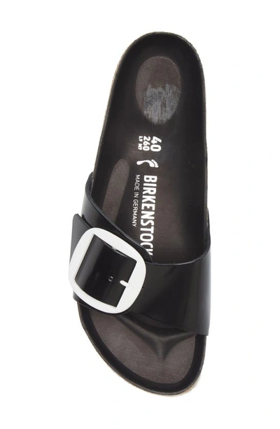 Shop Birkenstock Madrid Big Buckle Slide Sandal In High Shine Black White