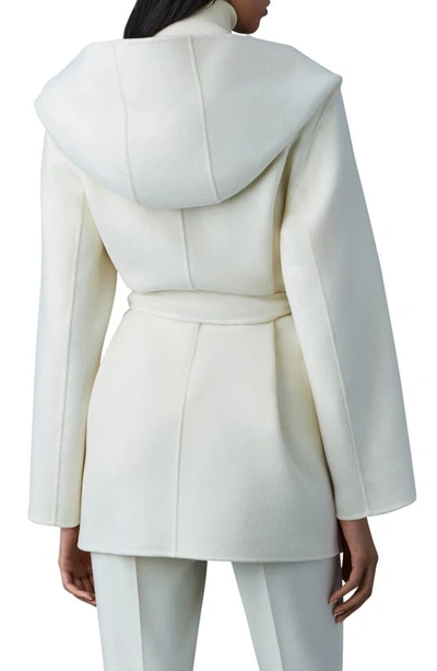Mackage Azra Belted Double Face Wool Wrap Coat In Cream